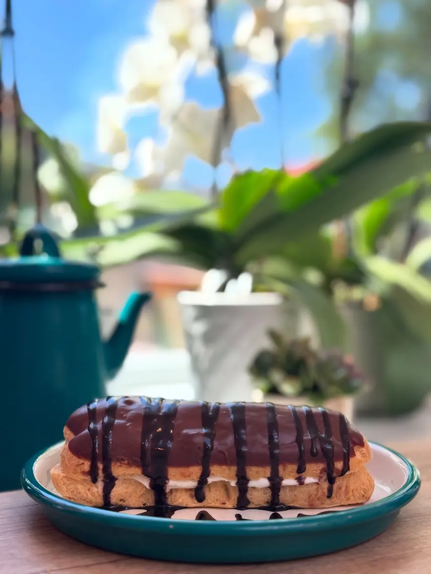 Chocolate eclair from Bernas Bakery - Turkish cafe and restaurant dessert in Issaquah